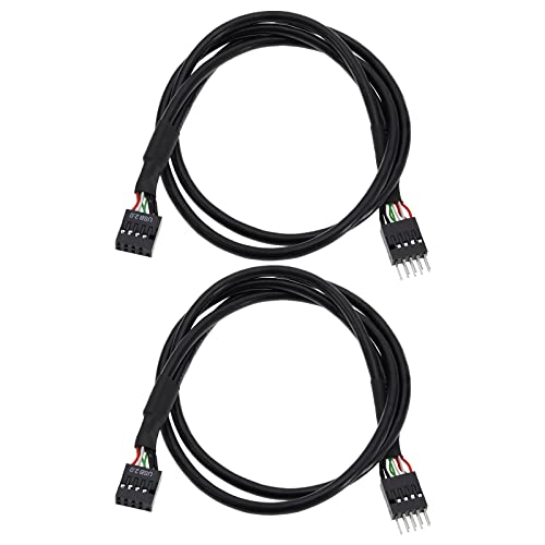 Be In Your Mind Lot de 2 câbles d'extension USB 2.0 9 broches mâle vers femelle 9 broches pour carte mère interne pour ports USB, cartes d'extension et...