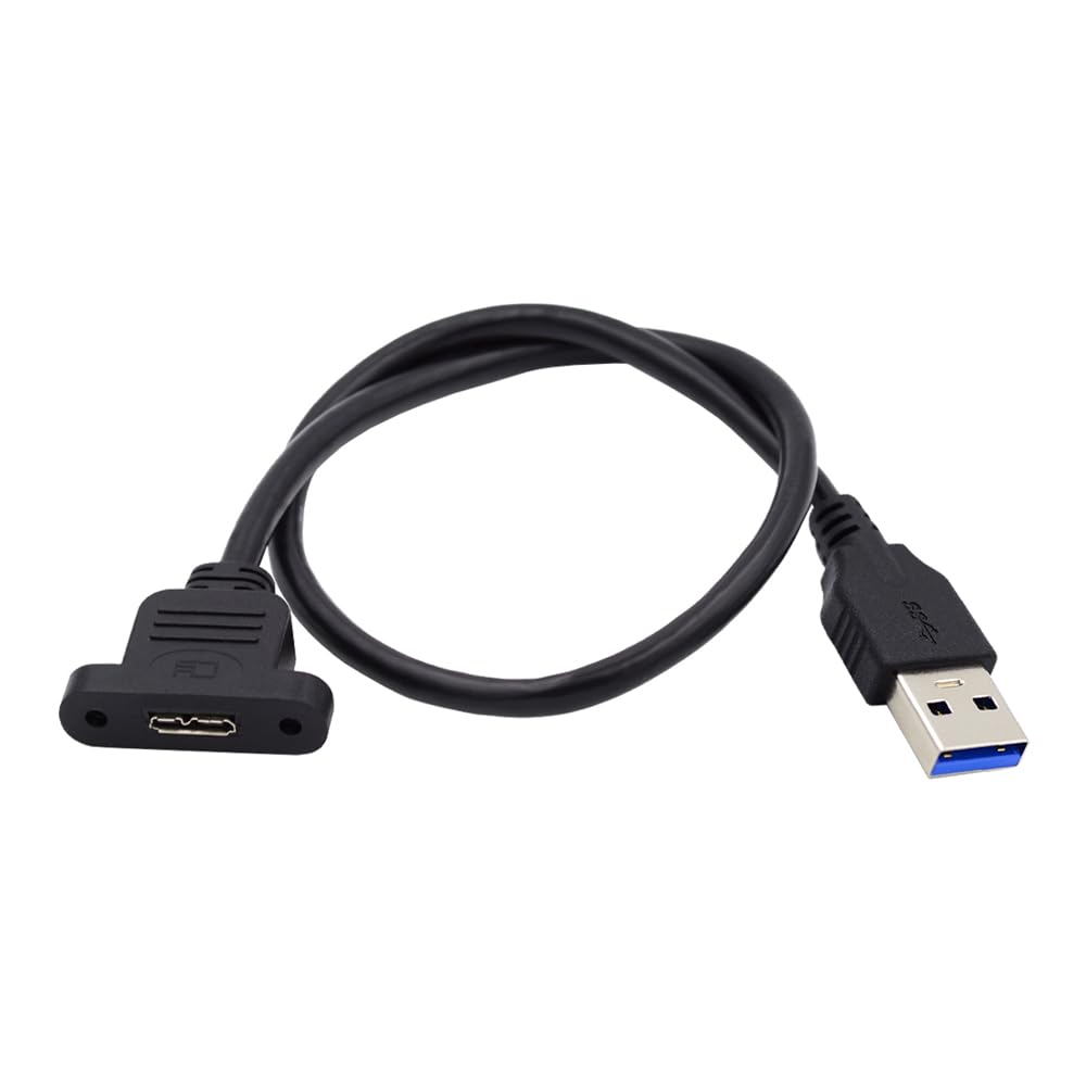 NFHK Type-A USB 3.0 Male to Micro 3.0 Type-B Female Screw Mount Type Extension Cable 5Gbps