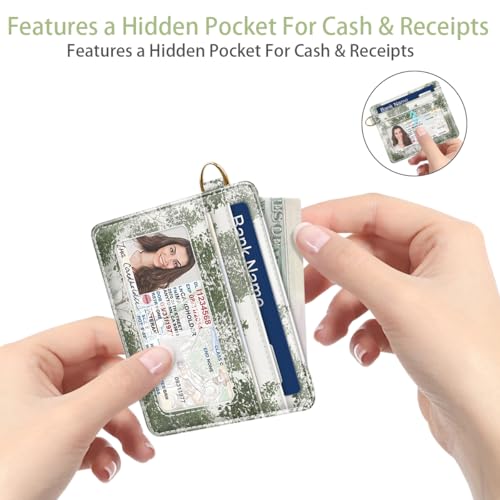 Image of Slim Minimalist Pocket Credit Card Holder Wallet Women | RFID Blocking Lightweight Thin Small Cute Card Cases, Foggy Forest