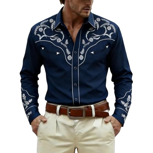 Chemise homme cowboy manches longues imprimé western casual