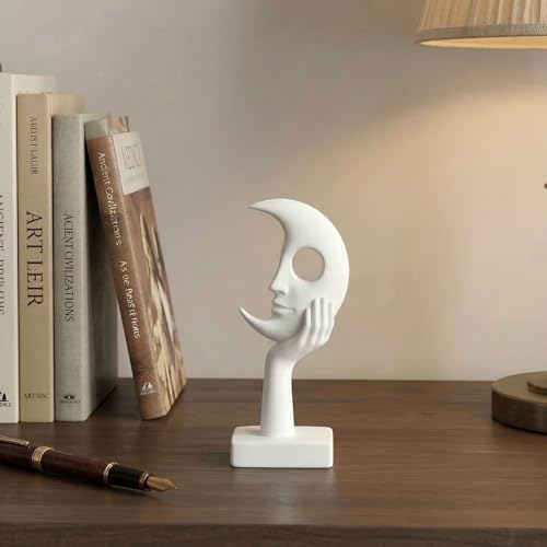 Escultura Abstracta Cara Blanca, Decoración Moderna miniatura 7