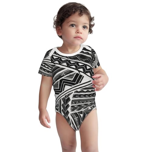 Image of WEIRUYBC Polynesian Tribal Tongan Samoan Islander Baby Bodysuit One-Piece Short-Sleeve Jumpsuits For Infant Newborn