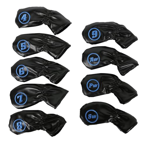 XIAOQENAN 9Pcs PU Leathers Golfs Iron Head Golfs Club Headcover Waterproof Golfs Club Head Fit Most Brands Golfs Iron