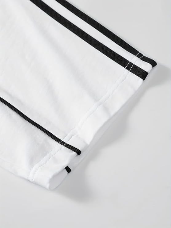 Image of O3e Men's Round Neck T-Shirt | Polycotton Fabric | Half Sleeve Casual Tee | Striped Tape Detail on Sleeves | Relaxed Fit Comfortable T-Shirt