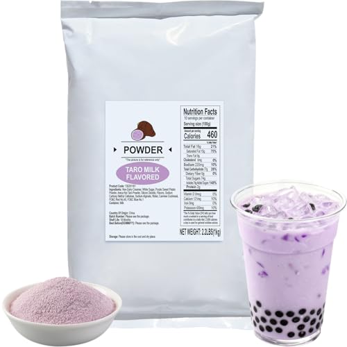 Soeos Taro Flavored Powder, 2.2 lbs (1kg) – Instant Bubble Tea Mix with Creamer & Sugar, Easy to Prepare, Perfect for Boba Drinks & Desserts