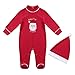iiniim Traje de Navidad Manga Larga para Bebé Niño Niña Mi Primera Navidad Disfraz de Papá Noel Mono Unisex con Zapatos Mameluco Body con Sombrero Conjunto Navideño Invierno Rojoa 3-6 Meses