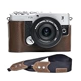 [恵＼イーサン] TP Original Olympus PEN E-P7 EP7 専用 ハンドメイド+Rカメラストラップ 本革 ボディケース ハーフカメラケース バッグ カバー 電池交換便利 底面開閉 手作り 専用対応カメラカバー (ダークブラウン)