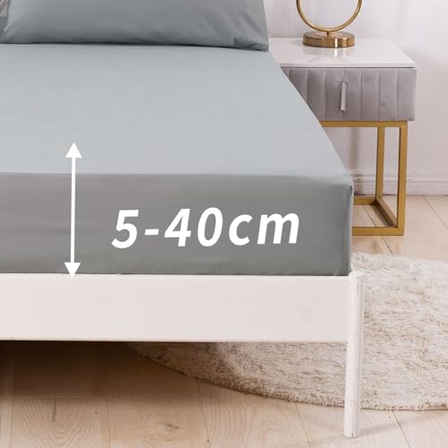 Queen Size Fitted Sheet Solid color Extra deep fitted bed sheets 16 inch (40 cm) Soft Brushed Microfibre Fabric - Image 2