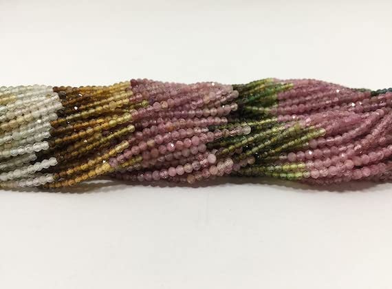 Multi Tourmaline perles AAA 2.5mm sur fil de 13" pour réparer et enfiler vos bijoux