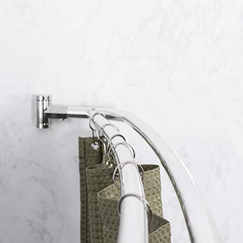 Js Jackson Supplies Double Curved Shower Rod, Metal Construction, Adjustable Between 44 To 70 Inches, Aluminum Rods And Zinc Mounting Hardware, Quality Modern Bathware, Chrome Finish #TOP7