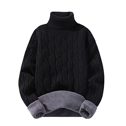 Fulbant Men Fleece Turtleneck Sweater Streetwear Winter Turtle Neck Men Sweater