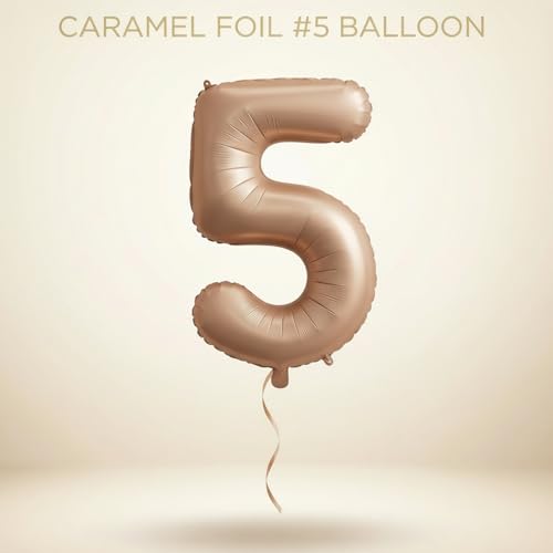 Image of Atpata Funky #5 Elegant Caramel Colour JUMBO 40 INCH Number Balloons Set | 0 to 9 Digit Shapes | Decorative Balloons for Milestones & Celebrations