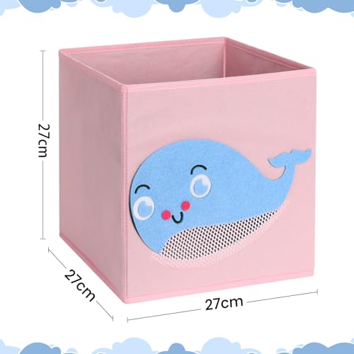 Lifenite stoffboxen kinder 3er-Set, faltbare Tier Aufbewahrungsbox, StoffspielzeugAufbewahrungsbox, aufstellbare Aufbewahrungsbox, für Wohnzimmer, Kinderzimmer, Kindergarten, 27 x 27 x 27 cm