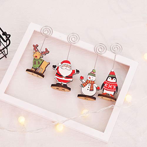 Christmas Place Cart Card Metal Papel De Madeira Clipe Santa Snowman Elk Pinguim Mesa Nome Cartão Ca