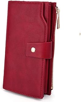 UTO Women's RFID Blocking Large Capacity Vegan Leather Clutch Wallet 21 Card Slots Holder Organizer Ladies Veganrse with Wristlet