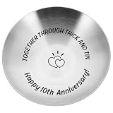 8/10/11 Years Wedding Anniversary Tin Gifts, Romantic 8/10/11th Wedding Anniversary Tin Gifts for Couple, Husband, Wife, Stainless Steel Jewelry Tray for Ring, Necklace, Small Jewelry (10th)