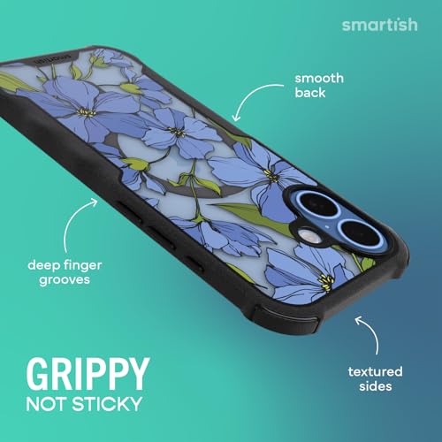 Image of Smartish iPhone 17 MagSafe Case - Gripzilla Protective Magnetic Case for Men [Rugged + Tough] Military Grade Heavy Duty Grip Armor - Drop Tested for Apple iPhone 17 - Blue Blossoms