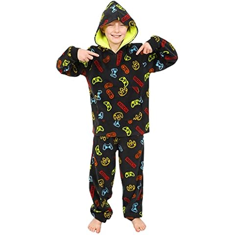 Boys Neon Gaming Controller Fleece Long Pyjama Set (11-12 Years) Cover