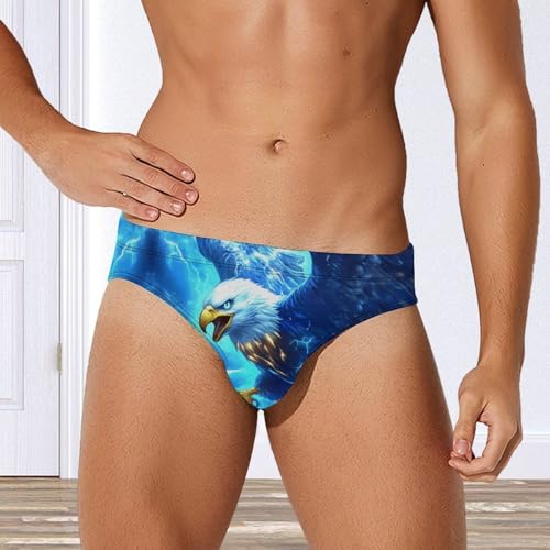 Ea-gles Braving Thunders Printed Swim Briefs for Men Sexy Bikini Swimwear Elastic Beach Trunks Bathing Suit2
