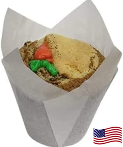 Decony Large White Tulip Baking Cup Liners Muffin Cupcake Paper Liners - Made In Usa -200 Pack - Great For Large Cupcakes And Muffins - Appx. 200 Ct. 2 3/4-4 #TOP6