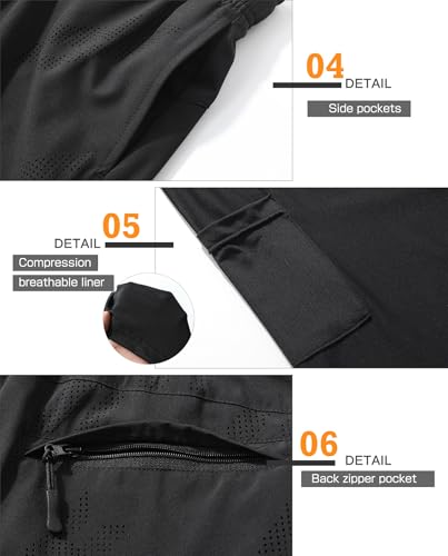 Danfiki Pantalones Cortos de Running 2 en 1 para Hombre Shorts de Secado Rápido Pantalones Cortos Deportivos para Gimnasio con Bolsillo para Jogging Atletismo Fitness - imagen 6