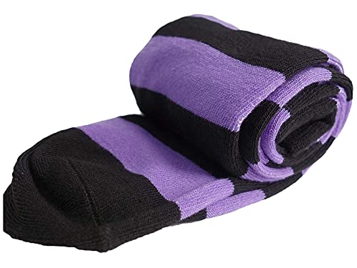 Dazcos Striped Thigh High Socks Elastic Over The Knee Knit Stockings For Daily Or Anime Cosplay (Purple+Black) #TOP4