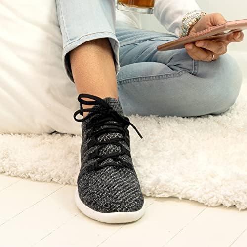 isotoner womens Lightweight Lace Up Sneaker, Black, 7 US | Image 4