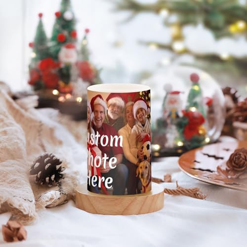Image of Personalized Flickering Flameless Candles, Custom Photo LED Candles Set of 2, Remote Timer Battery Operated Candle for Valentine Wedding Birthday