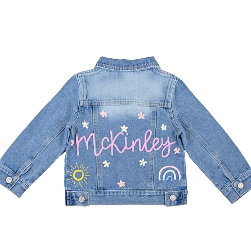 Personalized Girls Denim Jacket with Name, Custom Embroidered 0-3 Year Old Girl Boy Jean Jacket, Baby Birthday Gift