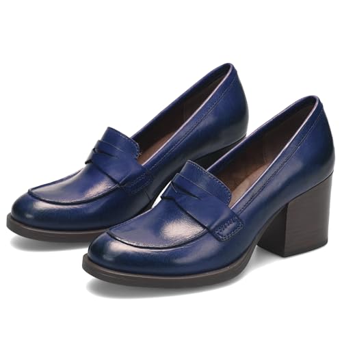 Image of SHODENSE Women Vintage Chunky Heel Loafers Pumps Platform Round Closed Toe Oxford Shoes Burnished Patent Matte Suede Slip On Dress Loafer Block Stacked Heels Office Formal Work Business 4-11 M US