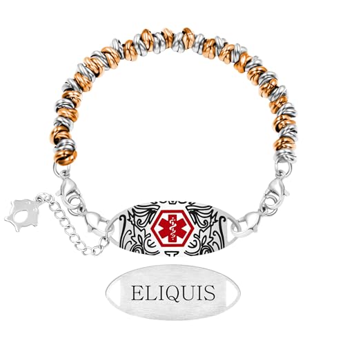 Vivaday Medical ID Bracelet | Minimalist Link Chain Design | Personalized Engraved Medical Symbol Band | Fashion Jewelry for Daily Wear | Adjustable for Women YA5541