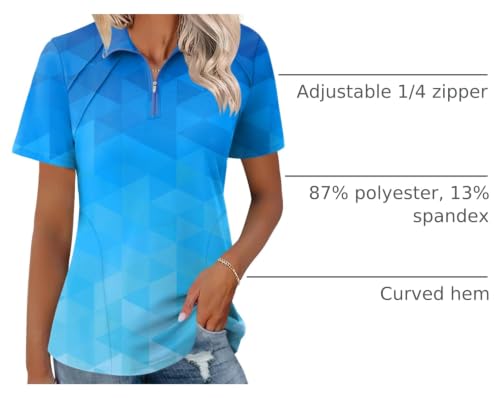 Image of LOMON Womens Golf Polo Shirts Summer Short Sleeve 1 /4 Zip Tops Moisture Wicking Casual Tennis Activewear with Pockets