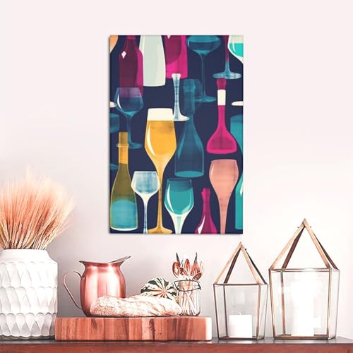 Tableau verres à cocktail et vin LPSRTWE déco salon 30x45