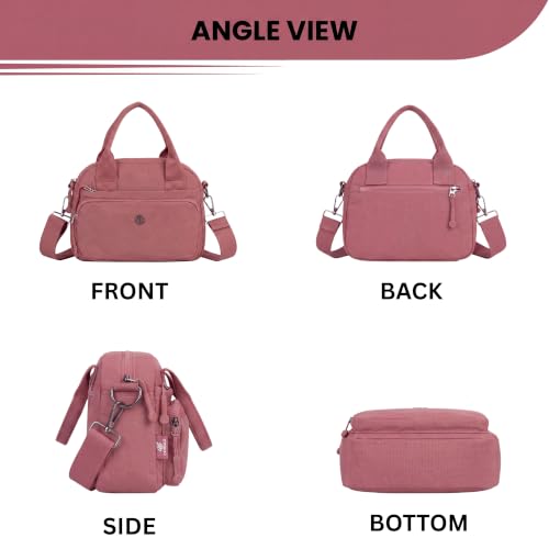 Image of TS WITH TECHSUN Small Women Crossbody Sling Bag Handbag for Travel Office Use, Water Resistant Nylon Shoulder Purse, Adjustable Strap Multipocket Organizer (25(L) X 19(H) X 9(W) CM)