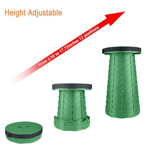 Image of Boreeman Upgraded Folding Stool Lightweight Yet More Sturdy with Load Capacity 400lbs Portable Collapsible Stool for Camping Fishing Hiking BBQ (Army Green)