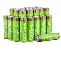 Amazon Basics confezione da 24 batterie ricaricabili AA NiMH ad alta capacità, 2400 mAh, 1,2 V,...