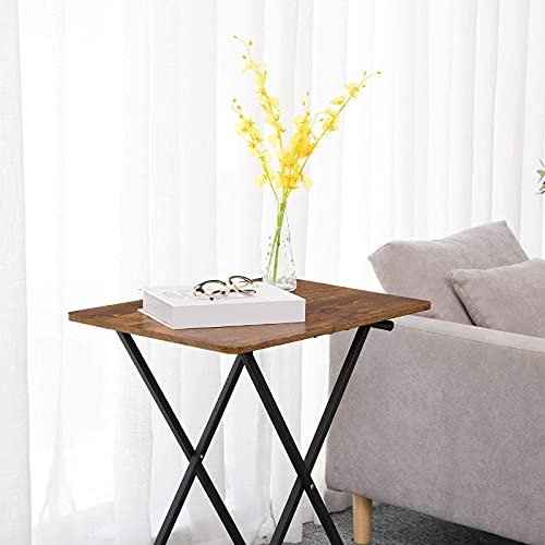 HOOBRO Beistelltisch Klappbar, Kleiner tabletttisch, verstellbare Höhe Klapptische, 60 x 40 x 60 cm, TV Tray im Industriestil… – Ansicht 5