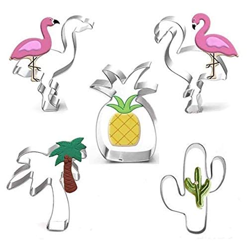 Cookie Cutter Set-9 Piece-Mermaid,Starfish,Seashell,Seahorse,Cactus,Pineapple,Flamingo,Palm Tree,Stainless Steel Cookies Molds For Summer Tropical Beach Party Supplies Decoration Handmade Cookie (1) #TOP1