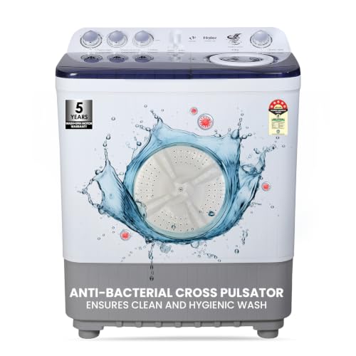 Image of Haier 8 kg 5 Star Vortex pulsator Semi Automatic Top Load Washing Machine (HTW80-186,Burgundy)