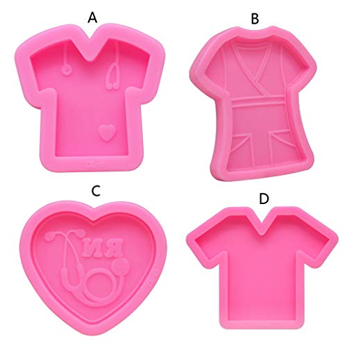 HELYZQ Kit de moldes de resina com 4 peças para roupas de enfermeira de médico, estetoscópio, pingen