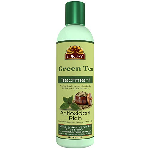OKAY Green Tea Nourishing Antioxidant Rich Treatment Helps Revitalize,Rejuvenate,and Restore Moisture to Hair Sulfate,Silicone,Paraben Free For All Hair Types and Textures Made in USA 8oz