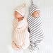 Newborn Swaddle Blanket with Knot Hat - Stripe Printed Soft Receiving Blanket Baby Shower Swaddle Sets of 2