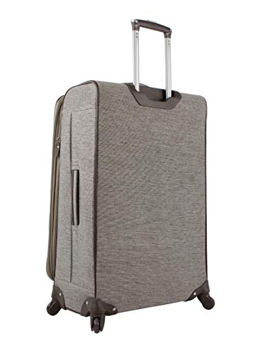 Nicole Miller Designer Luggage Collection - Expandable 24 Inch Softside Bag - Durable Mid-sized Lightweight Checked Suitcase with 4-Rolling Spinner Wheels (Cameron Tan)
