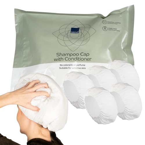ABENA Shampoo Haube 5er Pack – Duschhaube mit Conditioner, sanfte Waschhaube ohne Wasser, praktische Haarwaschhauben für Bettlägerige, Shampoo Cap für empfindliche Kopfhaut, als Duschhaube Damen