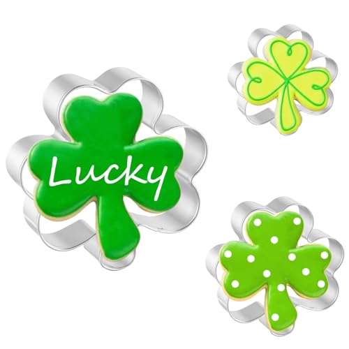 JOB JOL Shamrock Cookie Cutters 3 PCS, 2.5'', 3'', 4'',
