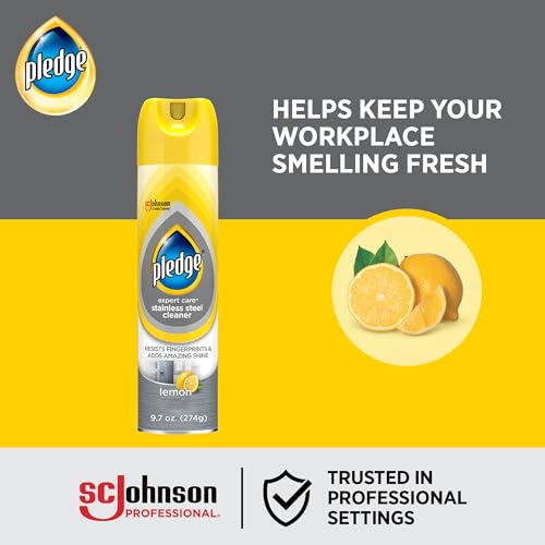 Image of Pledge Expert Care Stainless Steel Polish, Fridge Spray, Lemon Scent, 9.7oz