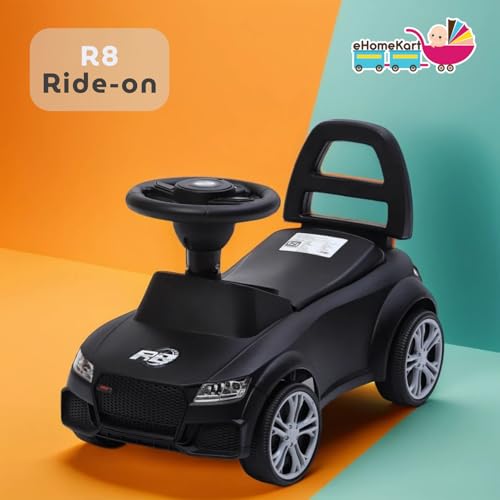 Fun Ride R8 Kids Push Ride On Push Car with Horn,Music, Light, Backrest and Under Seat Storage -1 to 3 Years Universal Wheels, Kids Indoor/Outdoor Toy Car for Boys&Girls- (Upto 20 Kg),Black - Image 2