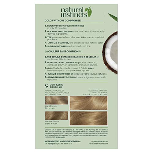 Clairol Natural Instincts Demi-Permanent Hair Dye, 9 Light Blonde Hair Color, Pack Of 3 #TOP1