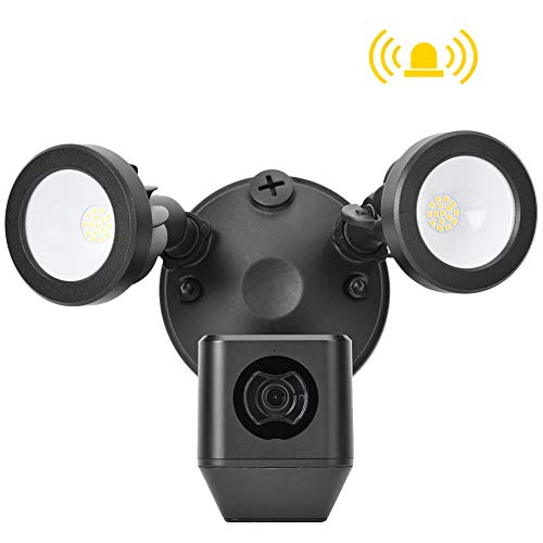 Preisvergleich Produktbild Floodlight Cam, 1080P FHD HD Sicherheitskamera Flutlicht Gegensprechfunktion Sirene mit integrierter Beleuchtung, Bewegungsmelder, Zweiwegegespräch, 110dB-Alarm für Außenbereich