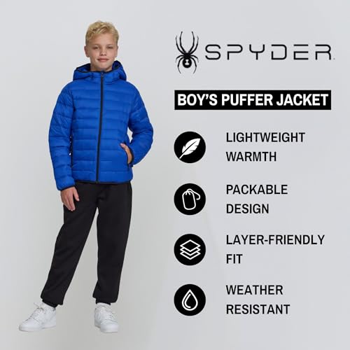 Image of Spyder Boys Puffer Jacket - Lightweight Packable Wind Water Resistant Quilted Boys Winter Coat - Cozy Insulated Winter Jacket